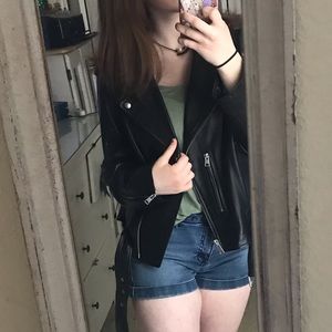 Oversized leather jacket